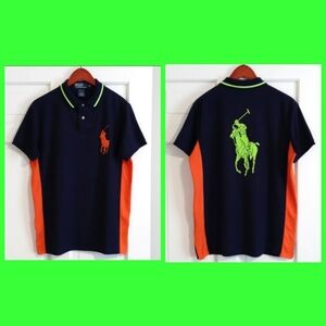 🐎RARE Polo Ralph Lauren🐎 - Navy/Orange/Green Big Pony S/S Polo